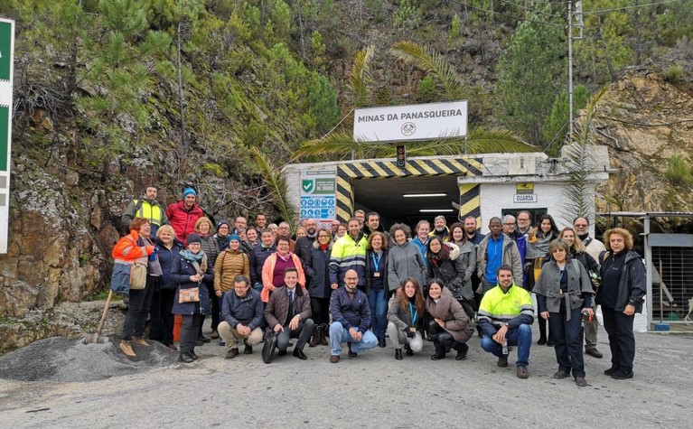 REMIX partners standing outside the Panasqueira tin and tungsten mine